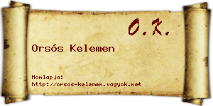 Orsós Kelemen névjegykártya